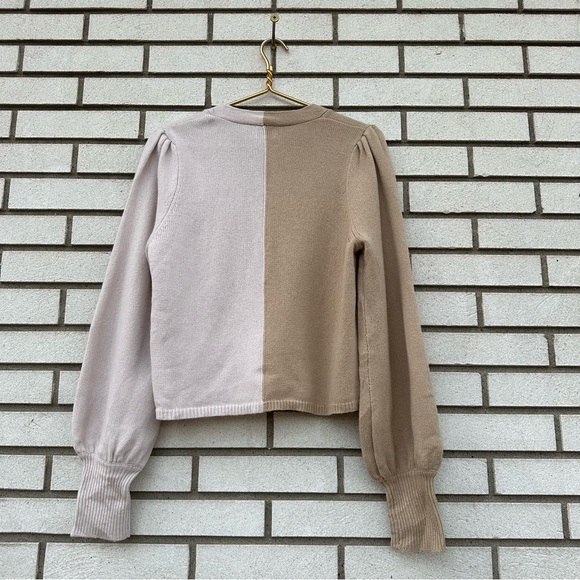 Cami NYC Maya Cardigan M Cashew Colorblock Wool Pearl Button Sweater Soft Girl - Picture 12 of 14